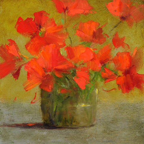 Nasturtiums I Black Ornate Wood Framed Art Print with Double Matting by Finch, Sheila