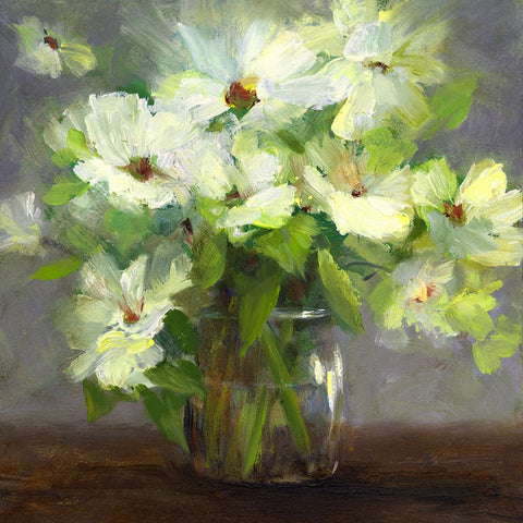 Nasturtiums II White Modern Wood Framed Art Print with Double Matting by Finch, Sheila