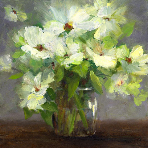 Nasturtiums II White Modern Wood Framed Art Print by Finch, Sheila