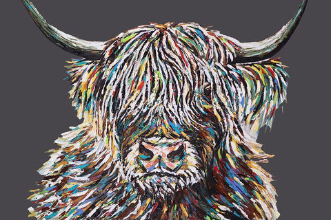 Custom Woolly Highland II White Modern Wood Framed Art Print with Double Matting by Vitaletti, Carolee