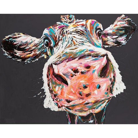 Custom Funny Cow I Black Modern Wood Framed Art Print with Double Matting by Vitaletti, Carolee