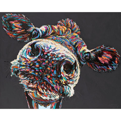 Custom Funny Cow II Black Modern Wood Framed Art Print with Double Matting by Vitaletti, Carolee