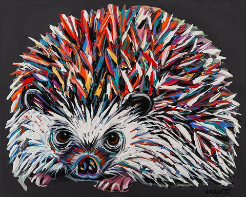 Custom Colorful Hedgehog I Black Ornate Wood Framed Art Print with Double Matting by Vitaletti, Carolee