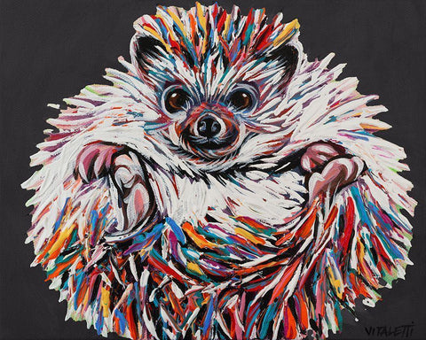 Custom Colorful Hedgehog II Black Ornate Wood Framed Art Print with Double Matting by Vitaletti, Carolee