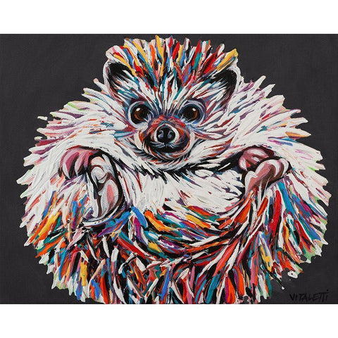 Custom Colorful Hedgehog II Black Modern Wood Framed Art Print by Vitaletti, Carolee