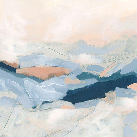 Blue Valley II Black Modern Wood Framed Art Print by Vess, June Erica