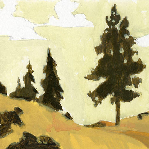 State Park Pine Sketch I Black Modern Wood Framed Art Print with Double Matting by Green, Jacob