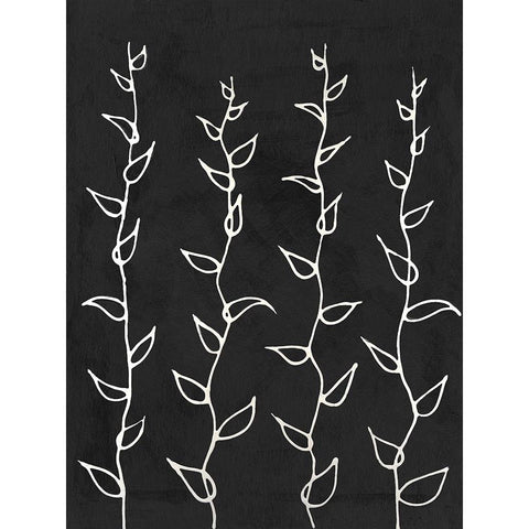 Ivory Vines I Black Modern Wood Framed Art Print with Double Matting by Willett, Michael