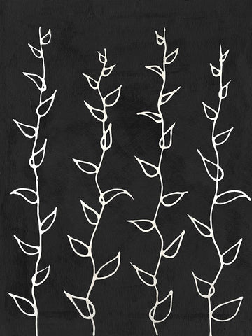 Ivory Vines I Black Ornate Wood Framed Art Print with Double Matting by Willett, Michael