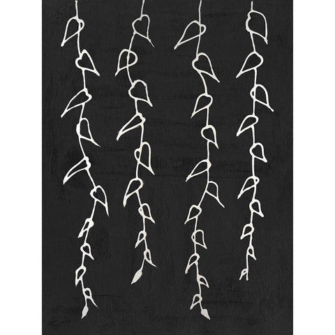 Ivory Vines II Black Modern Wood Framed Art Print with Double Matting by Willett, Michael