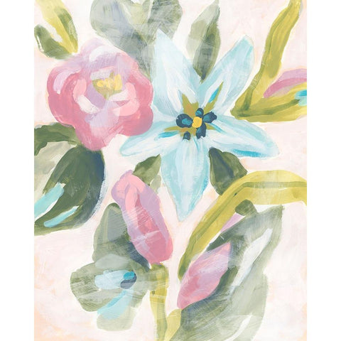 Floral Breeze Fresco  I Black Modern Wood Framed Art Print with Double Matting by Vess, June Erica