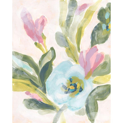 Floral Breeze Fresco  II White Modern Wood Framed Art Print by Vess, June Erica