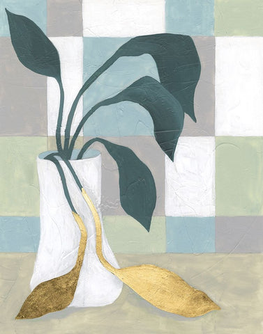 Plant Vased II White Modern Wood Framed Art Print with Double Matting by Lam, Vanna