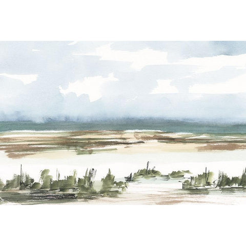 Coastal Wetlands Watercolor II Black Modern Wood Framed Art Print with Double Matting by Harper, Ethan
