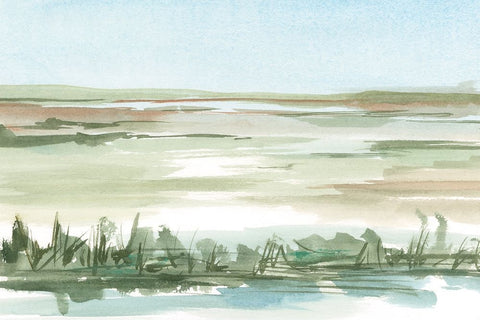 Peaceful Lowland II White Modern Wood Framed Art Print with Double Matting by Harper, Ethan