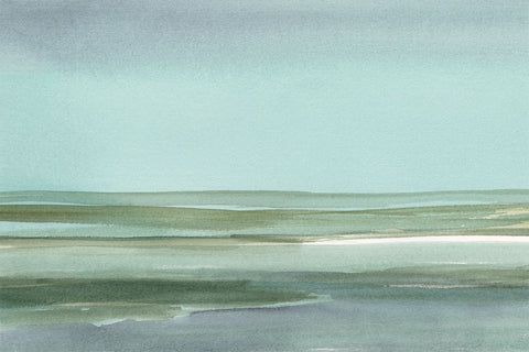 Aqua Reflections I White Modern Wood Framed Art Print with Double Matting by Harper, Ethan