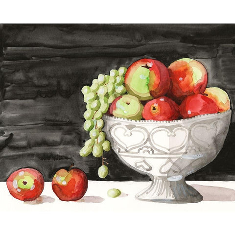 Watercolor Fruit Bowl I White Modern Wood Framed Art Print by Longley, Alicia