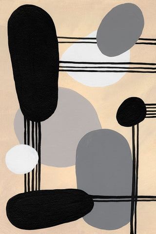 Interconnected Shapes I White Modern Wood Framed Art Print with Double Matting by Moore, Regina