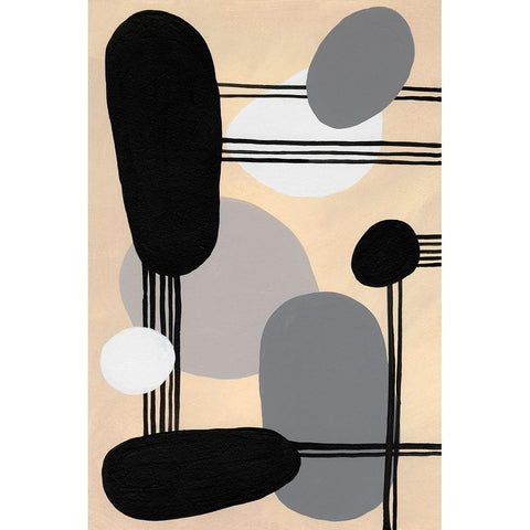 Interconnected Shapes I Black Modern Wood Framed Art Print with Double Matting by Moore, Regina