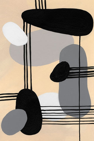 Interconnected Shapes II White Modern Wood Framed Art Print with Double Matting by Moore, Regina