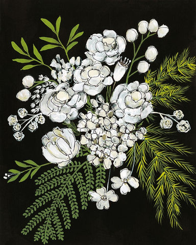 Alabaster Bouquet I White Modern Wood Framed Art Print with Double Matting by Moore, Regina