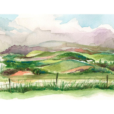 Bennachie Rain II Black Modern Wood Framed Art Print with Double Matting by Marr, Laura
