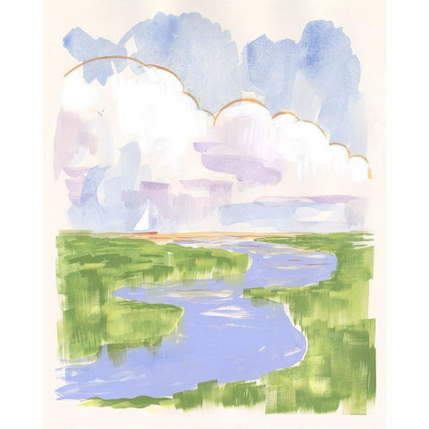 Low Country River Vista I White Modern Wood Framed Art Print by Marr, Laura