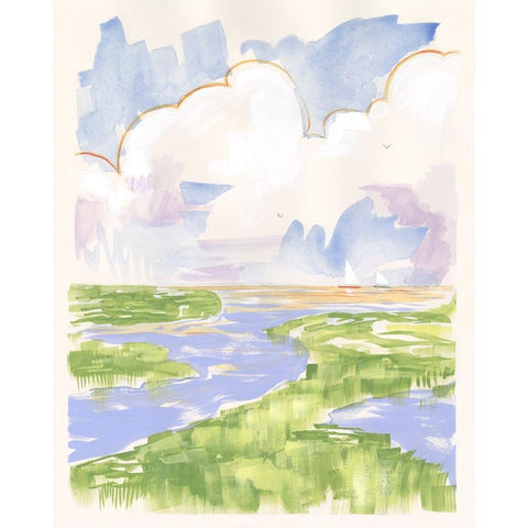 Low Country River Vista II Black Modern Wood Framed Art Print by Marr, Laura