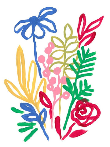 Bold Brushstroke Blooms I White Modern Wood Framed Art Print with Double Matting by Vess, June Erica