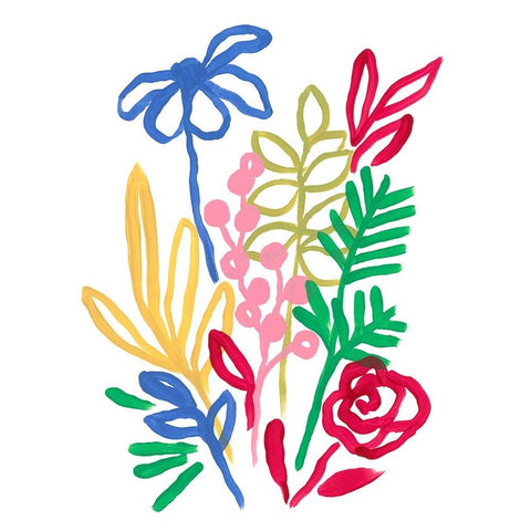 Bold Brushstroke Blooms I White Modern Wood Framed Art Print by Vess, June Erica