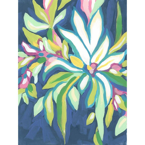 Blue Tropics IV White Modern Wood Framed Art Print by Vess, June Erica