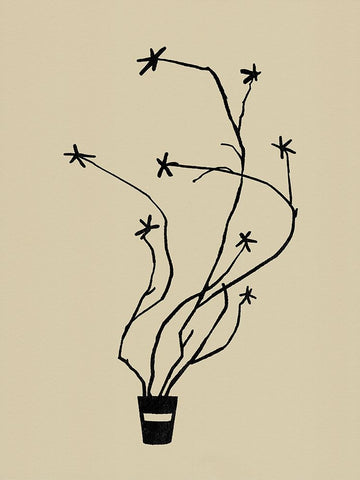 Spring Sprig Vase I Black Ornate Wood Framed Art Print with Double Matting by Green, Jacob