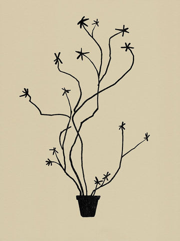 Spring Sprig Vase II Black Ornate Wood Framed Art Print with Double Matting by Green, Jacob