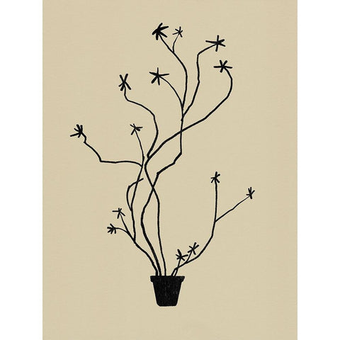Spring Sprig Vase II Black Modern Wood Framed Art Print with Double Matting by Green, Jacob