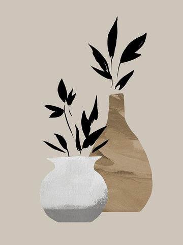 Simple Bud Vases I White Modern Wood Framed Art Print with Double Matting by Green, Jacob