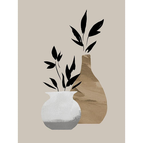 Simple Bud Vases I Black Modern Wood Framed Art Print with Double Matting by Green, Jacob