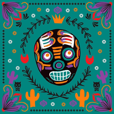 Lucha Libre II Black Modern Wood Framed Art Print by Marr, Laura