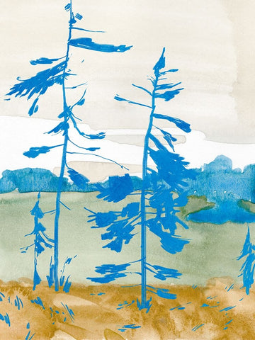 Cerulean Spruce I White Modern Wood Framed Art Print with Double Matting by Green, Jacob