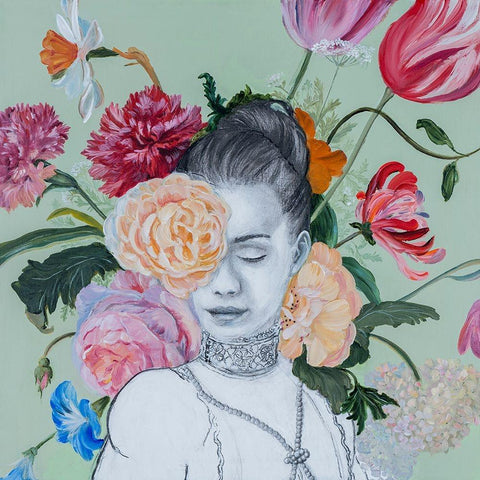 Portraits in Bloom I Gold Ornate Wood Framed Art Print with Double Matting by Iafrate, Sandra