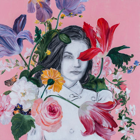 Portraits in Bloom II White Modern Wood Framed Art Print with Double Matting by Iafrate, Sandra