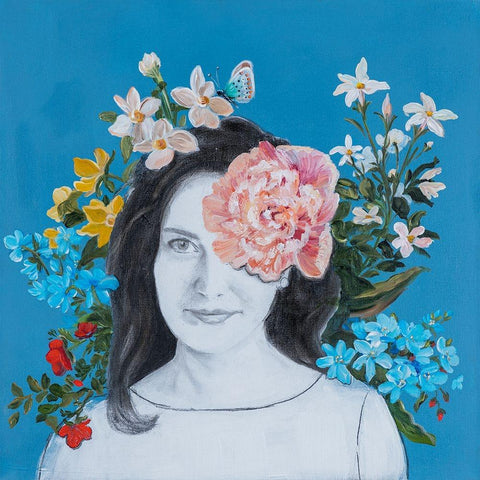 Portraits in Bloom III Black Modern Wood Framed Art Print by Iafrate, Sandra