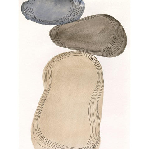 River Rocks Contour I Gold Ornate Wood Framed Art Print with Double Matting by Marr, Laura