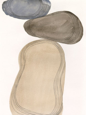 River Rocks Contour I Black Ornate Wood Framed Art Print with Double Matting by Marr, Laura