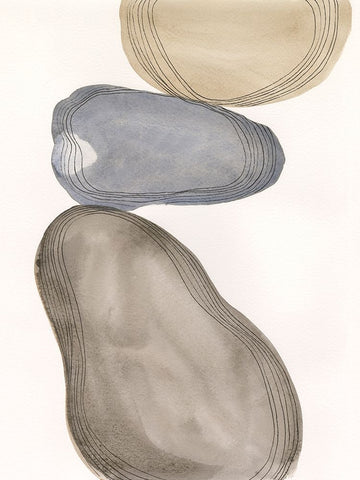 River Rocks Contour II White Modern Wood Framed Art Print with Double Matting by Marr, Laura