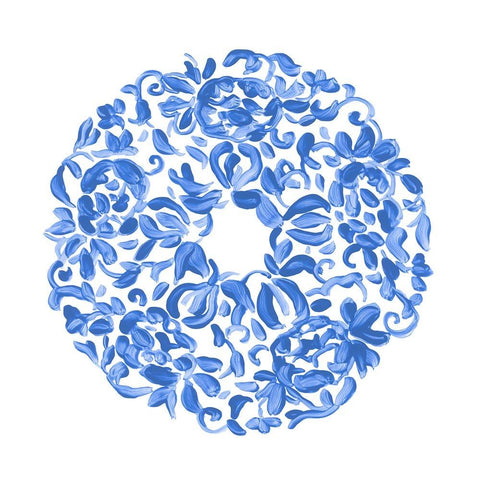 Porcelain Medallion III Black Modern Wood Framed Art Print with Double Matting by Vess, June Erica