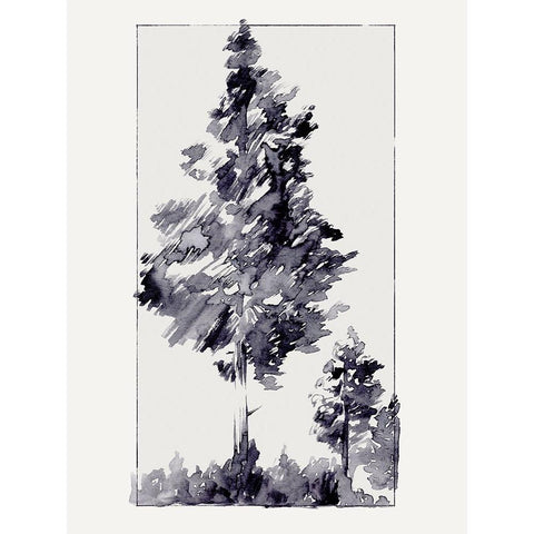 Inky Evergreen I White Modern Wood Framed Art Print by Green, Jacob
