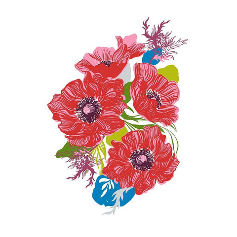 Brilliant Poppies I White Modern Wood Framed Art Print by Marr, Laura