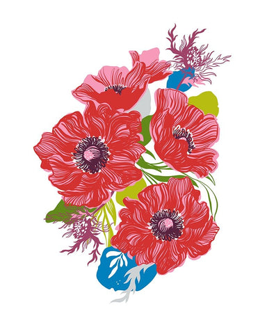Brilliant Poppies I Black Ornate Wood Framed Art Print with Double Matting by Marr, Laura