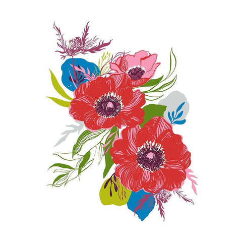 Brilliant Poppies II Black Modern Wood Framed Art Print by Marr, Laura