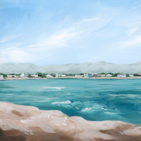 Turquoise Isle I White Modern Wood Framed Art Print by Popp, Grace